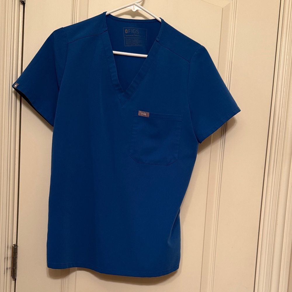 Figs Royal Blue V-Neck Scrub Top